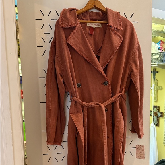 Free People Jackets & Blazers - Free People Rust Trench Coat with Frayed Trim